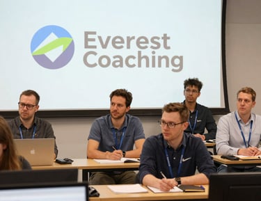 Team members collaborating around a table with AI tools and notes.