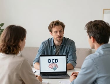 A calm and empathetic session of psychoeducation with a partner of a person with OCD.