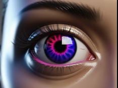 a close up of a person's eye looking at the camera