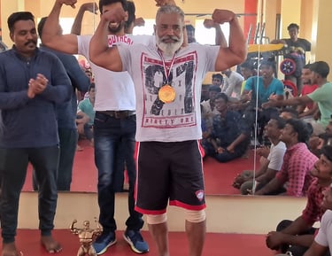 old man showing his healthy body.