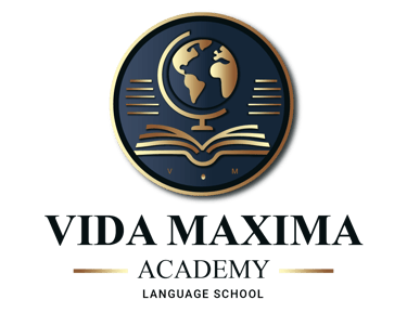 a logo for a language school