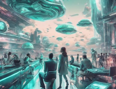 A futuristic city as outcome of humans automating their tasks