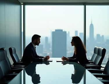 Two executives discussing at the table
