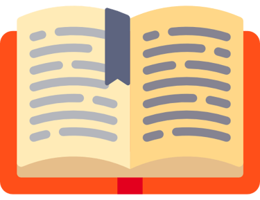 Illustration of an open book representing learning or blog articles.