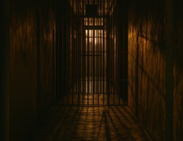 Dark image inside a gaol cell at Fannie Bay