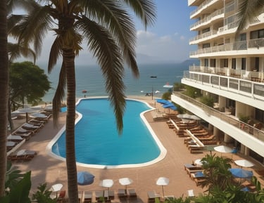 woman standing on sand near tall trees