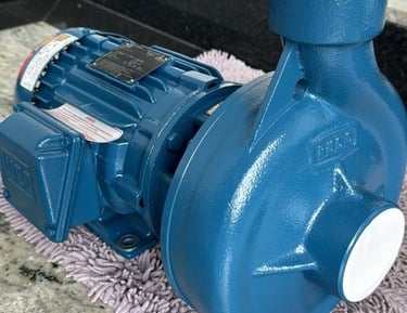 Motor e bonba centrifuga na cor azul