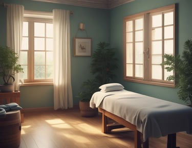 A tranquil spa setting featuring soothing colors and comfortable treatment areas.