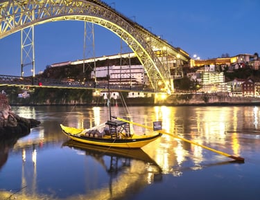 Rabelo Boat on Douro River, Under the Pont Luis I Bridge