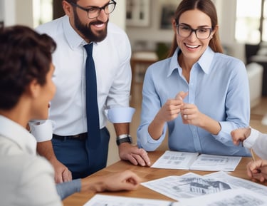 A seller happily signing documents with a real estate professional.