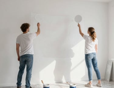 Craftsman carefully installing fine details in a home renovation.