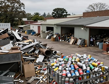 Um depósito de materiais destinados à reciclagem, principalmente metais. Outras sucatas.