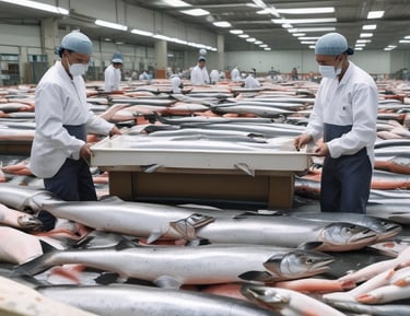 Global map highlighting Atlantic Fisheries’ export destinations.