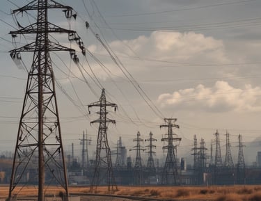 Energy consultant reviewing data charts in a sleek office setting.