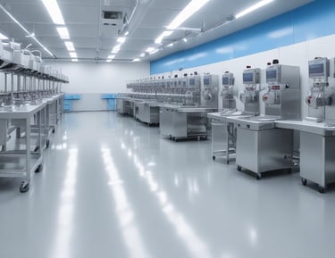 Clean, hygienic food-grade flooring installed in a food processing plant.