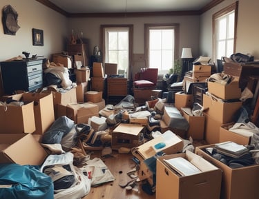 An office space being organized for a move.