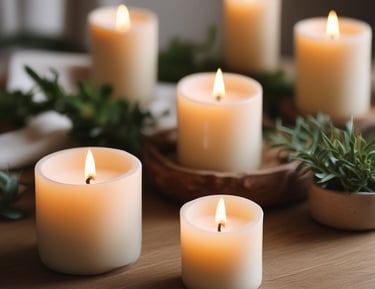 A decorative candle in a glass holder designed to resemble a dessert with red wax at the bottom and white, whipped cream-like wax swirled on top. There is a small, red strawberry-shaped detail and a stick embedded in the cream. The candle is labeled 'Candle of Soul'.