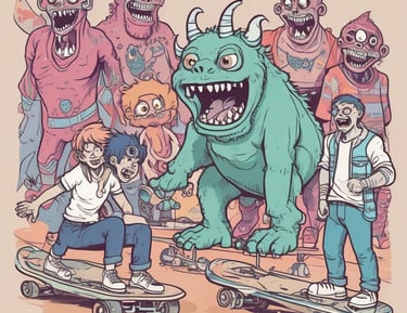 A close-up of a cute monster design on a vibrant t-shirt fabric.