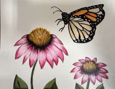 Linda Cohen's original design called "Butterfly in The Wind" acrylics