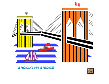 BROOKLYN BRIDGE richWOODart.com straight line art 