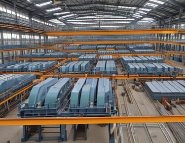 A construction site with workers and machinery.