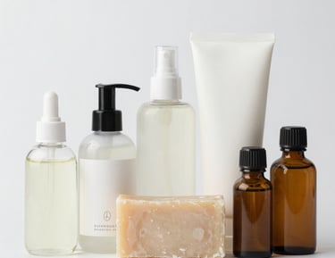 Close-up of blue and grey chemical drums stacked against an old-school industrial backdrop.