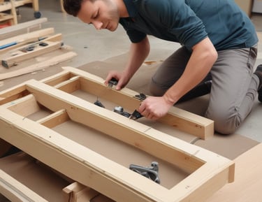 A clean and organized living room after professional cleaning.
