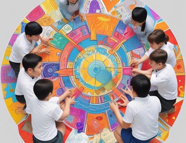 Group of students eagerly participating in a technology project outdoors.