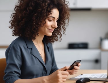 Hands holding a smartphone displaying a personalized curl diagnosis test.