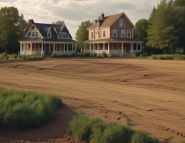 A calm rural landscape showing vacant parcels with natural vegetation.