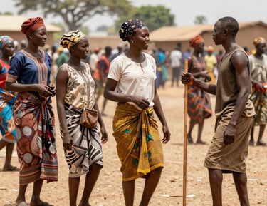 Community event with African and French participants sharing traditions.