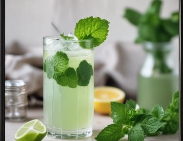 A bartender preparing a vibrant pomegranate cocktail garnished with fresh mint.