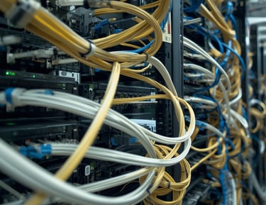 Fiber optic and Cat6 cabling in data center – McKnight veteran-owned contractor