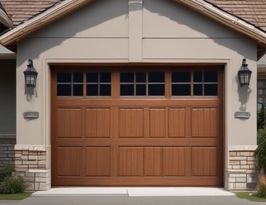 Close-up of a garage door opener remote control in hand.