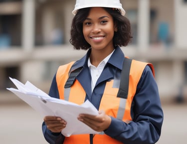 Technician inspecting drainage system in a clean urban environment.