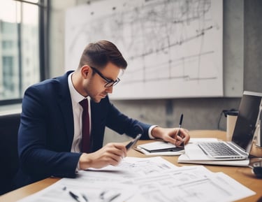 A 3D illustration featuring a series of shopping-related elements such as a shopping basket, a target, a lightbulb, a paper bag, and various charts or graphs. These objects are positioned on a dark green stepped platform, suggesting elements of business and marketing.
