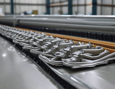 Large metallic cooling units are positioned under a steel-beamed structure in an industrial setting. The units have a grid design on their fronts and are elevated on a concrete platform marked with numbers 347 and 348. The scene is partially lit by natural light filtering through the wide windows behind them, and there are visible signs of rust on the beams.