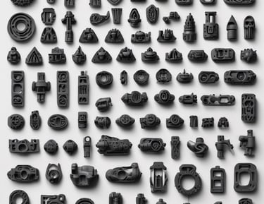 A 3D printer in operation, with a close-up view of the printing head moving over the print bed. The printer's mechanical components and electronic controls are visible, emphasizing precision and technology.