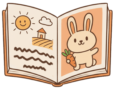 a children2s book with a rabbit and a carrot