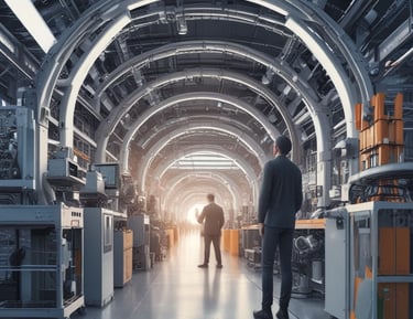 A modern office setup featuring multiple screens showing integrated tech solutions.