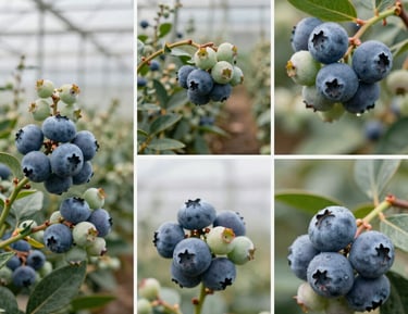 Fresh ripe berries being carefully harvested by a farmer’s hands.