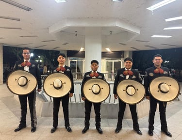 a group of men in suits and ties holding megaphones