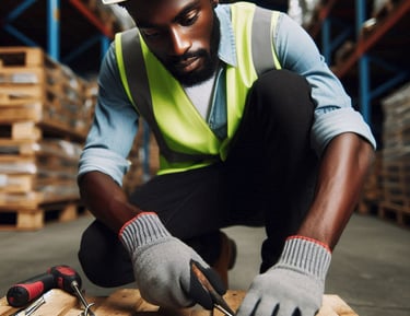 man refurbishing pallets
