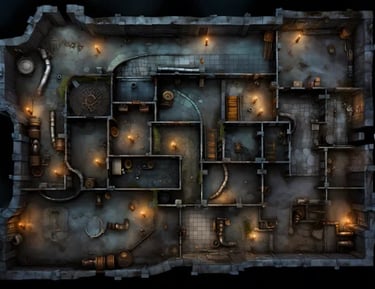 Complexe de labyrinthes souterrains battle map