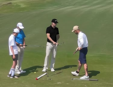 a group of people playing golf on a sunny day in Pattaya