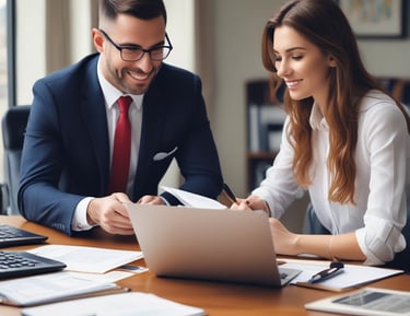 A calculator and financial documents on a table.