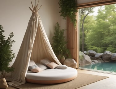 Arranged Scrabble tiles spell out the word 'THERAPY' on a white surface. Bright green leaves frame the image, with a plant pot in the background contributing an organic and serene aesthetic.