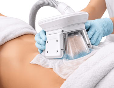 a person is getting a kryo aplicator on his belly