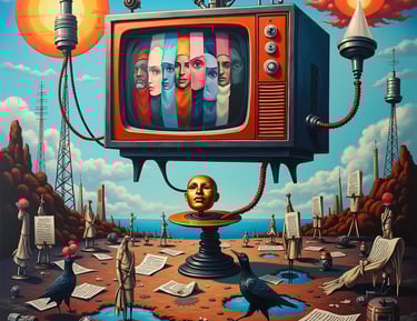 imagen de una televisión en un cuadro surrealista