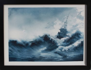 'Wid Sea' , watercolour painting.